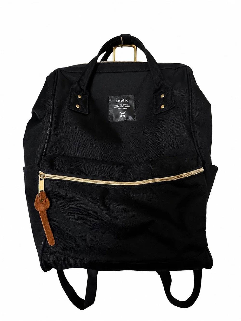 Anello Black Canvas Backpack with Gold Hardware